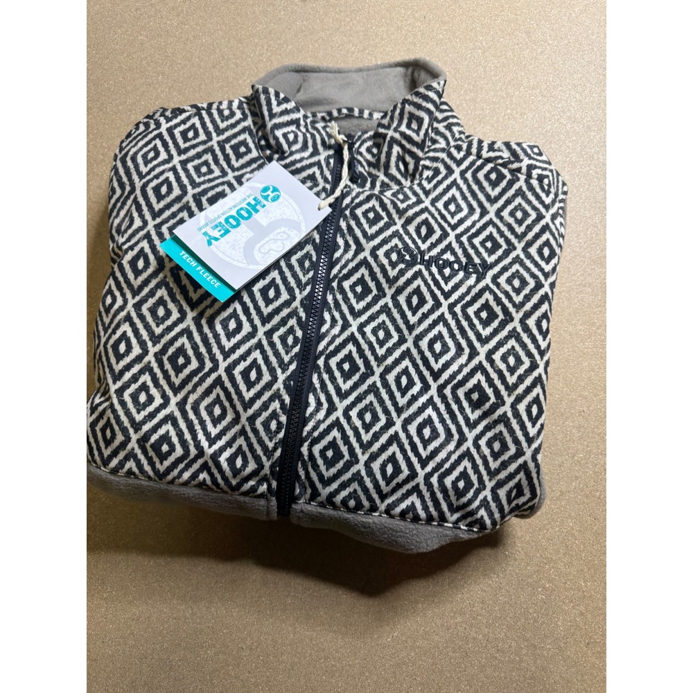 Hooey Womens Tech Fleece Full Zip Jacket Diamond Pattern‎ Black Gray Size L
